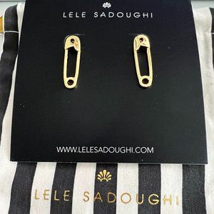 Lele Sadoughi Gold Safety Pin Stud Earrings